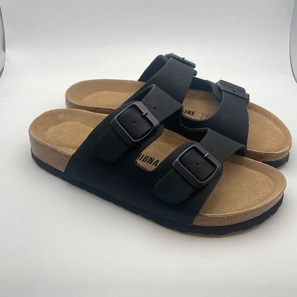 CUSHIONAIRE ✨Women's Comfty Cork Footbed Sandal SIZE 6 BLACK - Picture 4 of 6